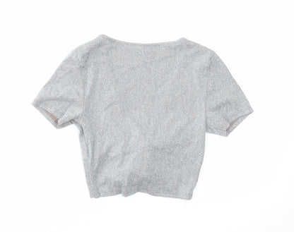Womens UK Size 6 Topshop Silver Cropped Tank