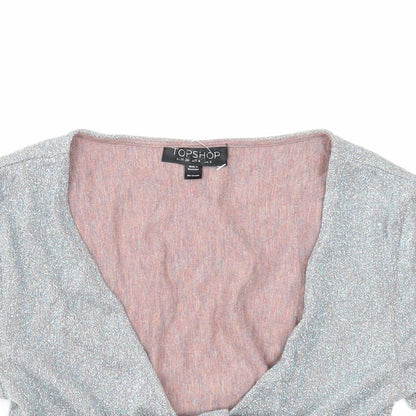 Womens UK Size 6 Topshop Silver Cropped Tank