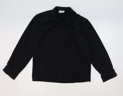 Womens UK Size 12 Butterfly Black Basic Button-Up