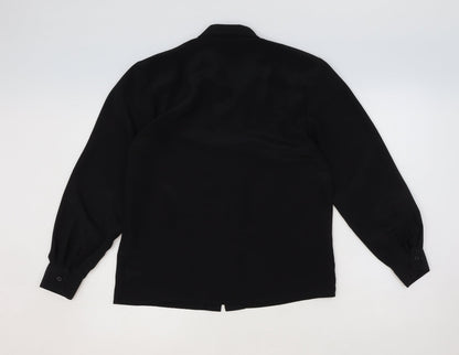 Womens UK Size 12 Butterfly Black Basic Button-Up