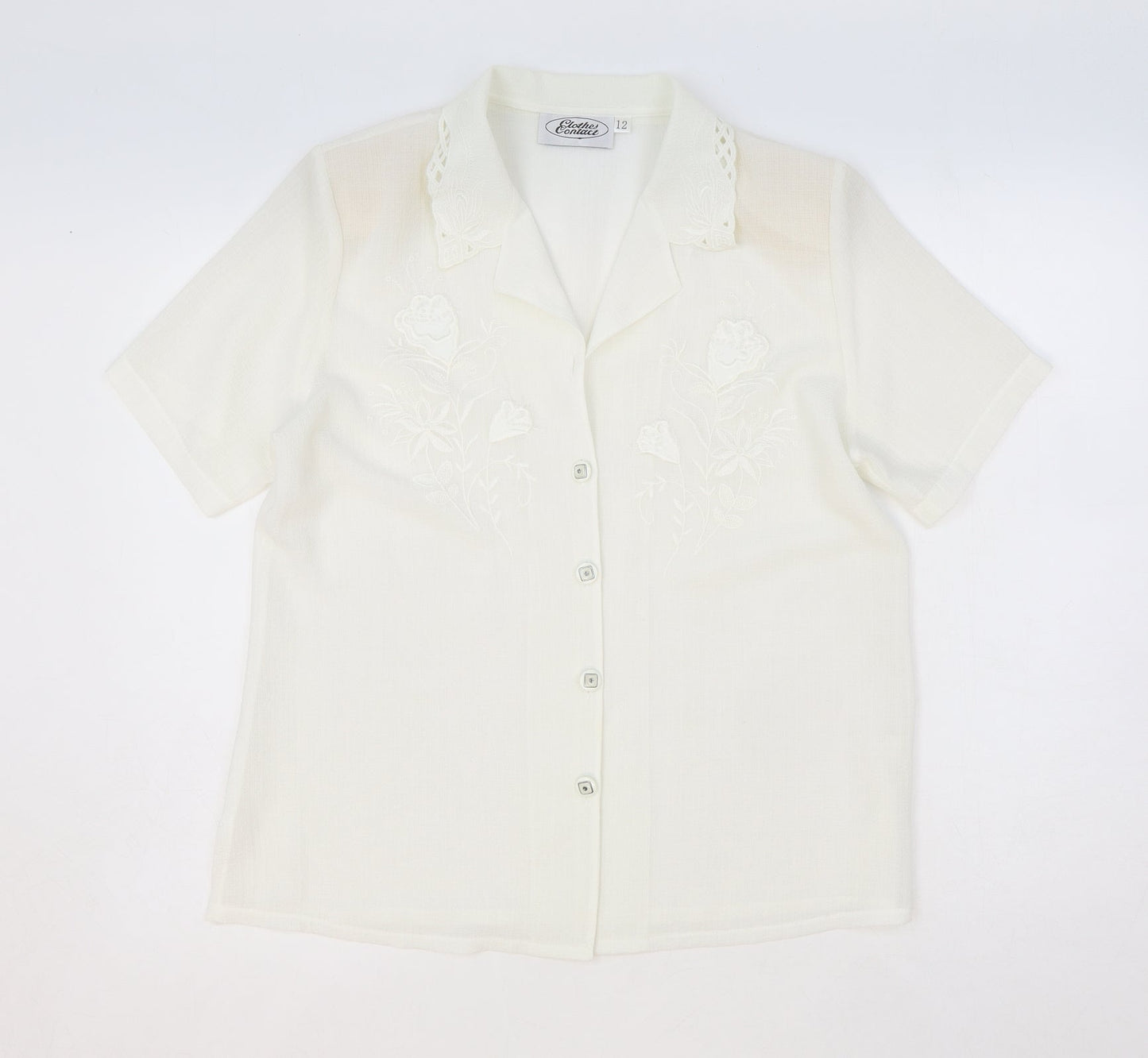Womens UK Size 12 Clothes Contact Ivory Basic Button-Up