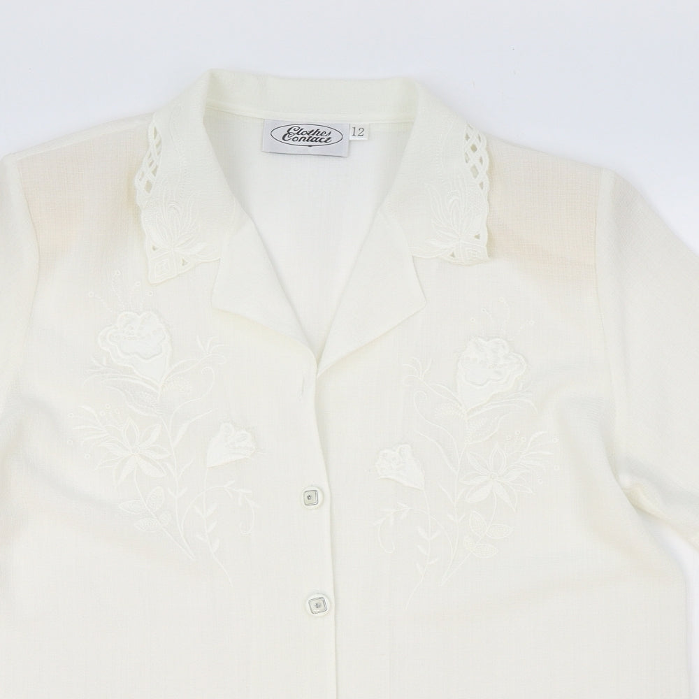 Womens UK Size 12 Clothes Contact Ivory Basic Button-Up