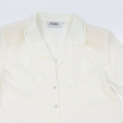 Womens UK Size 12 Clothes Contact Ivory Basic Button-Up