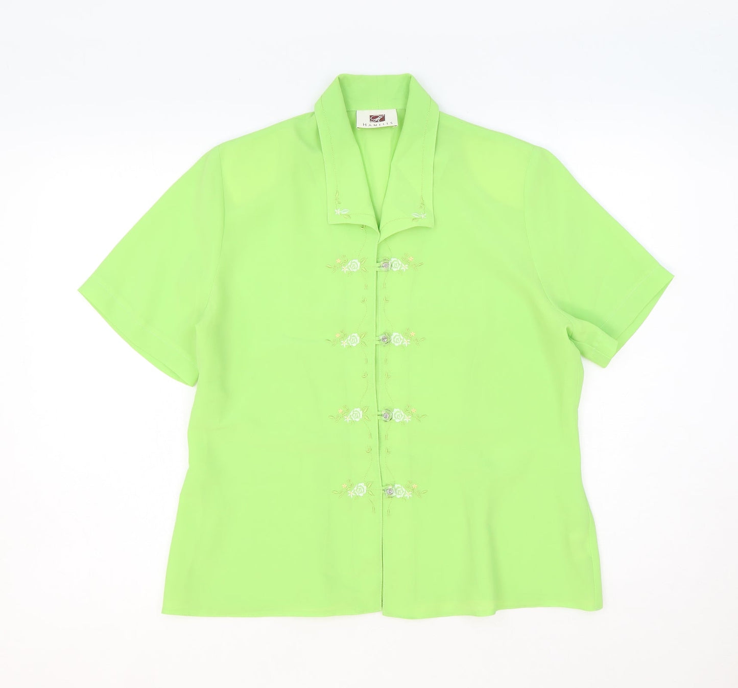 Womens UK Size 14 Hamells Green Basic Button-Up