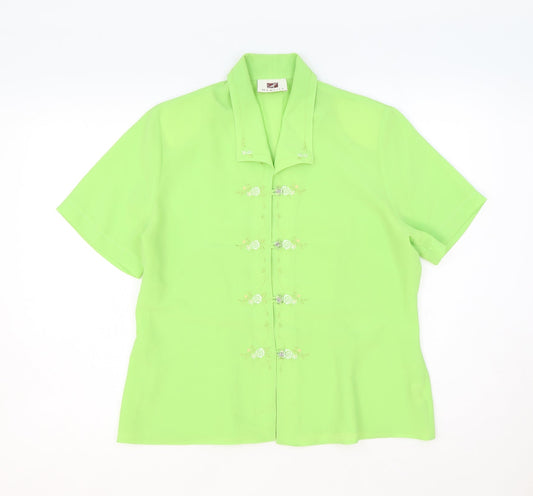 Womens UK Size 14 Hamells Green Basic Button-Up