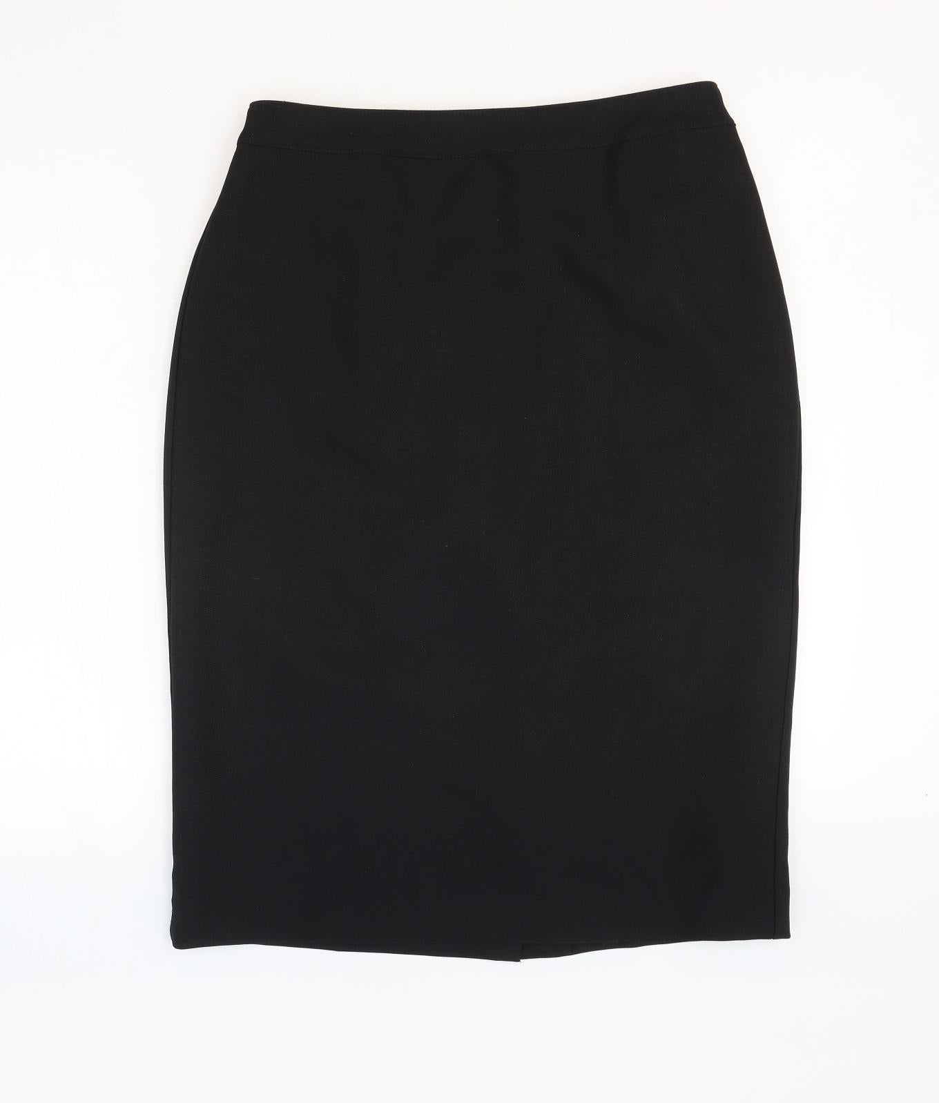 Damart Womens Black Polyester A-Line Skirt Size 12 Zip