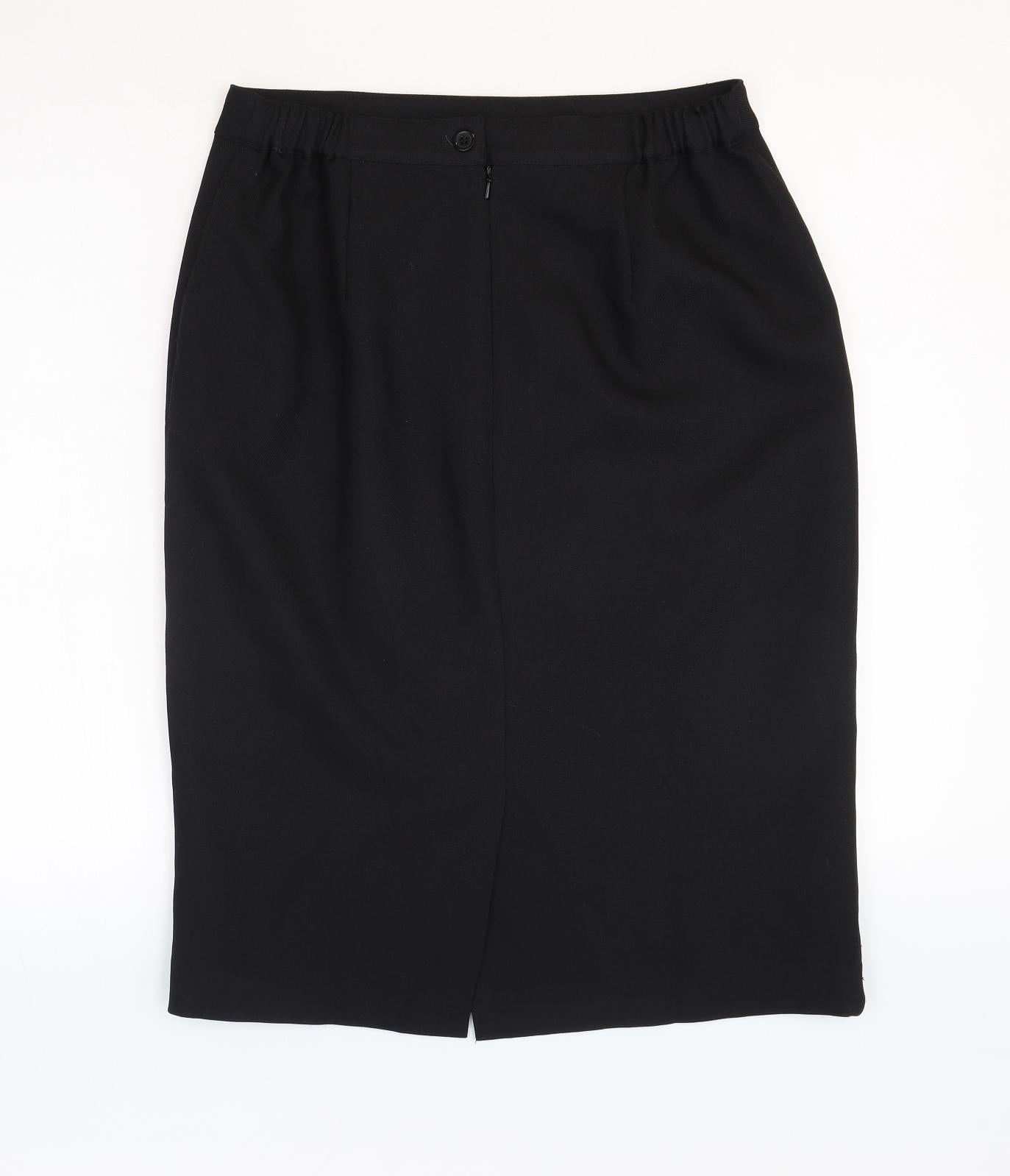 Damart Womens Black Polyester A-Line Skirt Size 12 Zip