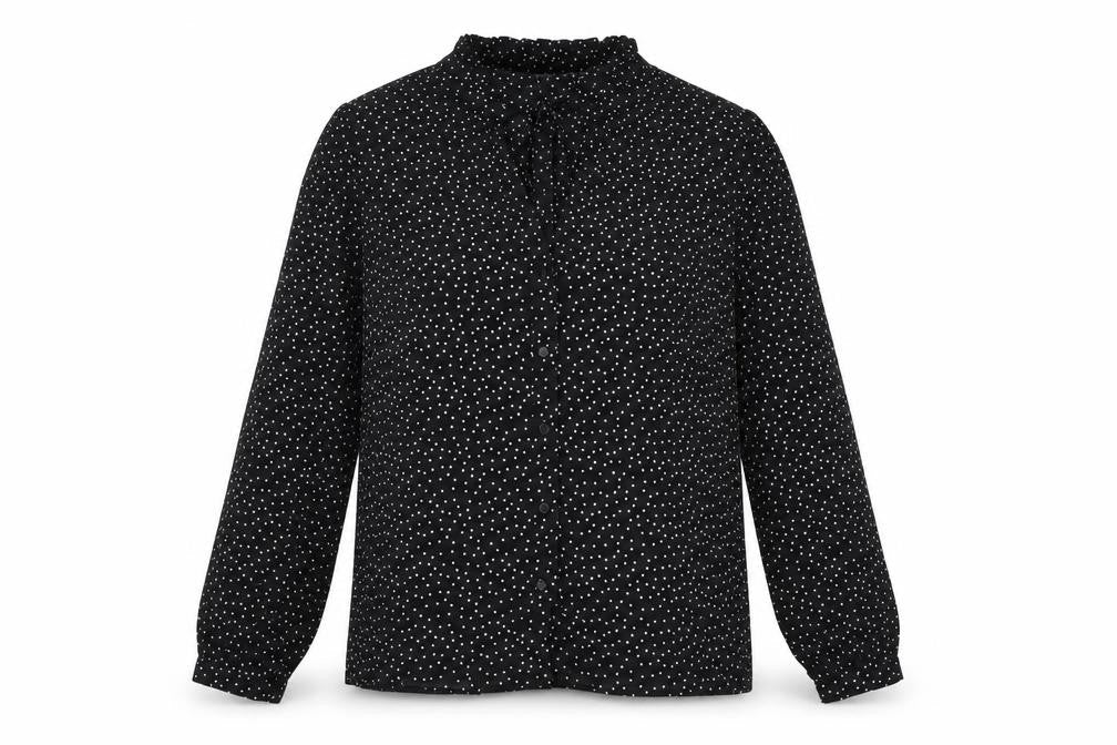 Womens UK Size 12 Warehouse Black Basic Button-Up