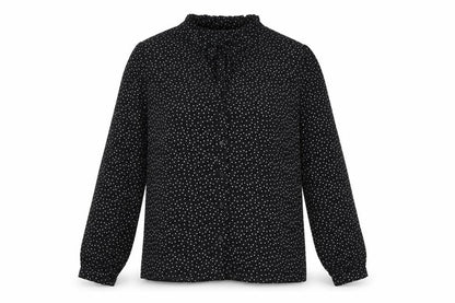 Womens UK Size 12 Warehouse Black Basic Button-Up