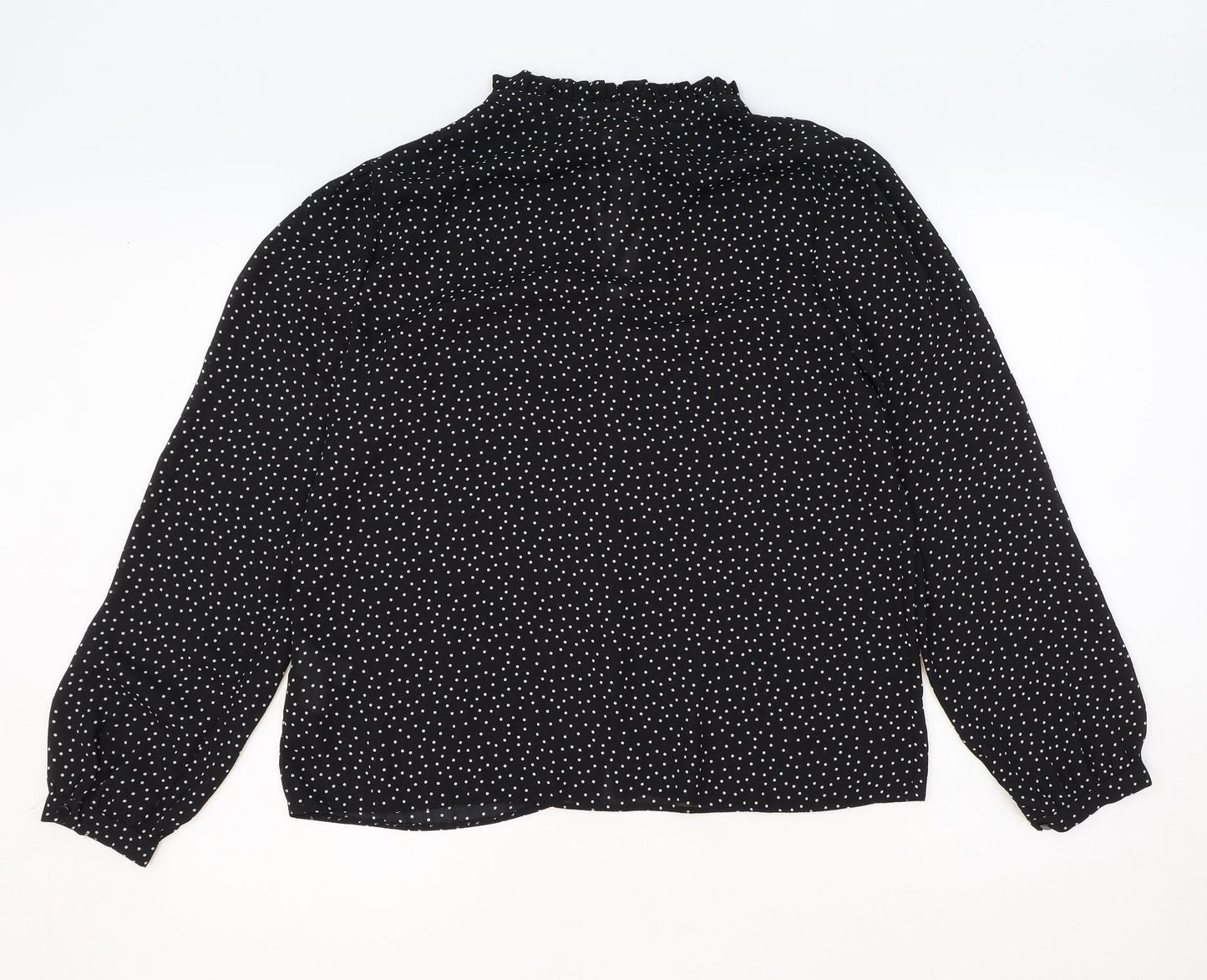 Womens UK Size 12 Warehouse Black Basic Button-Up