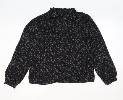 Womens UK Size 12 Warehouse Black Basic Button-Up