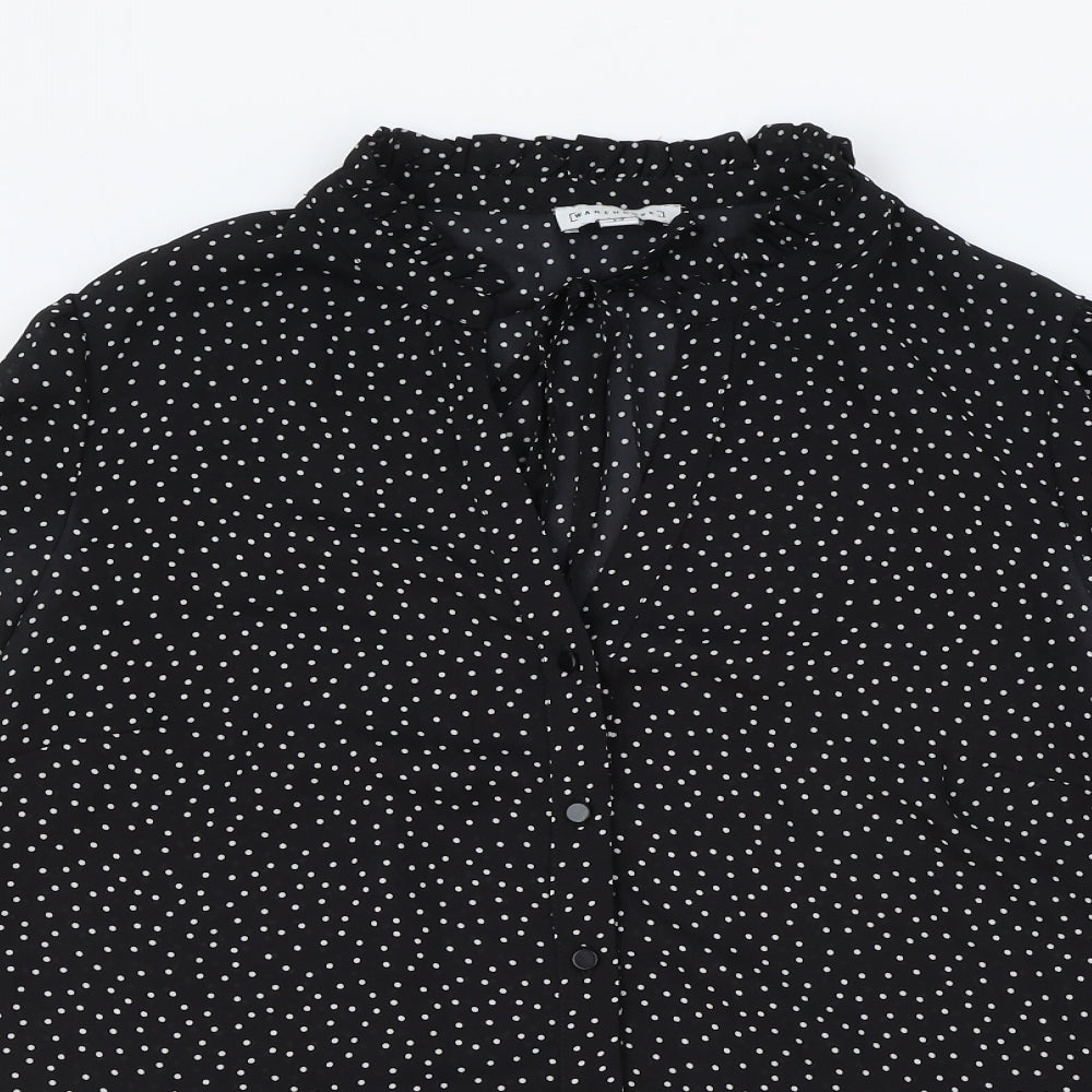 Womens UK Size 12 Warehouse Black Basic Button-Up