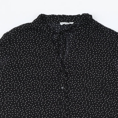 Womens UK Size 12 Warehouse Black Basic Button-Up