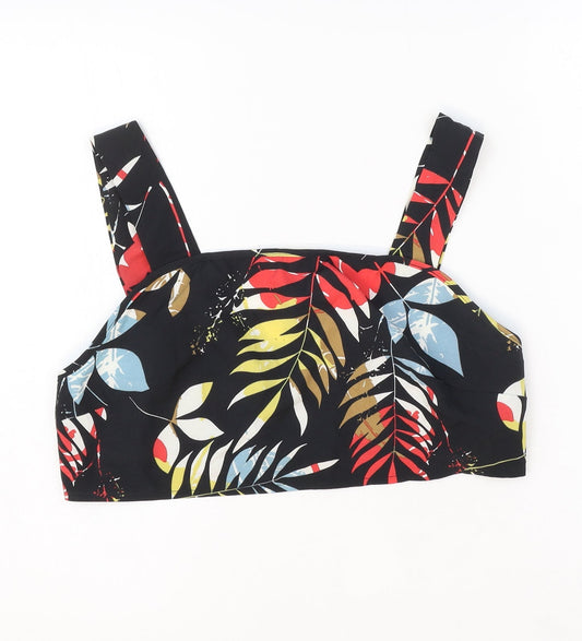 SheIn Womens Black Geometric Polyester Cropped Tank Size XL Square Neck