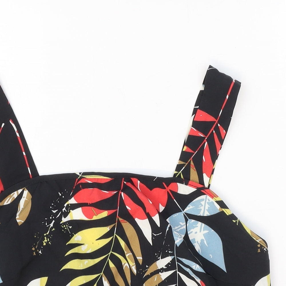 SheIn Womens Black Geometric Polyester Cropped Tank Size XL Square Neck