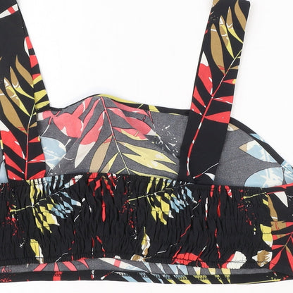 SheIn Womens Black Geometric Polyester Cropped Tank Size XL Square Neck