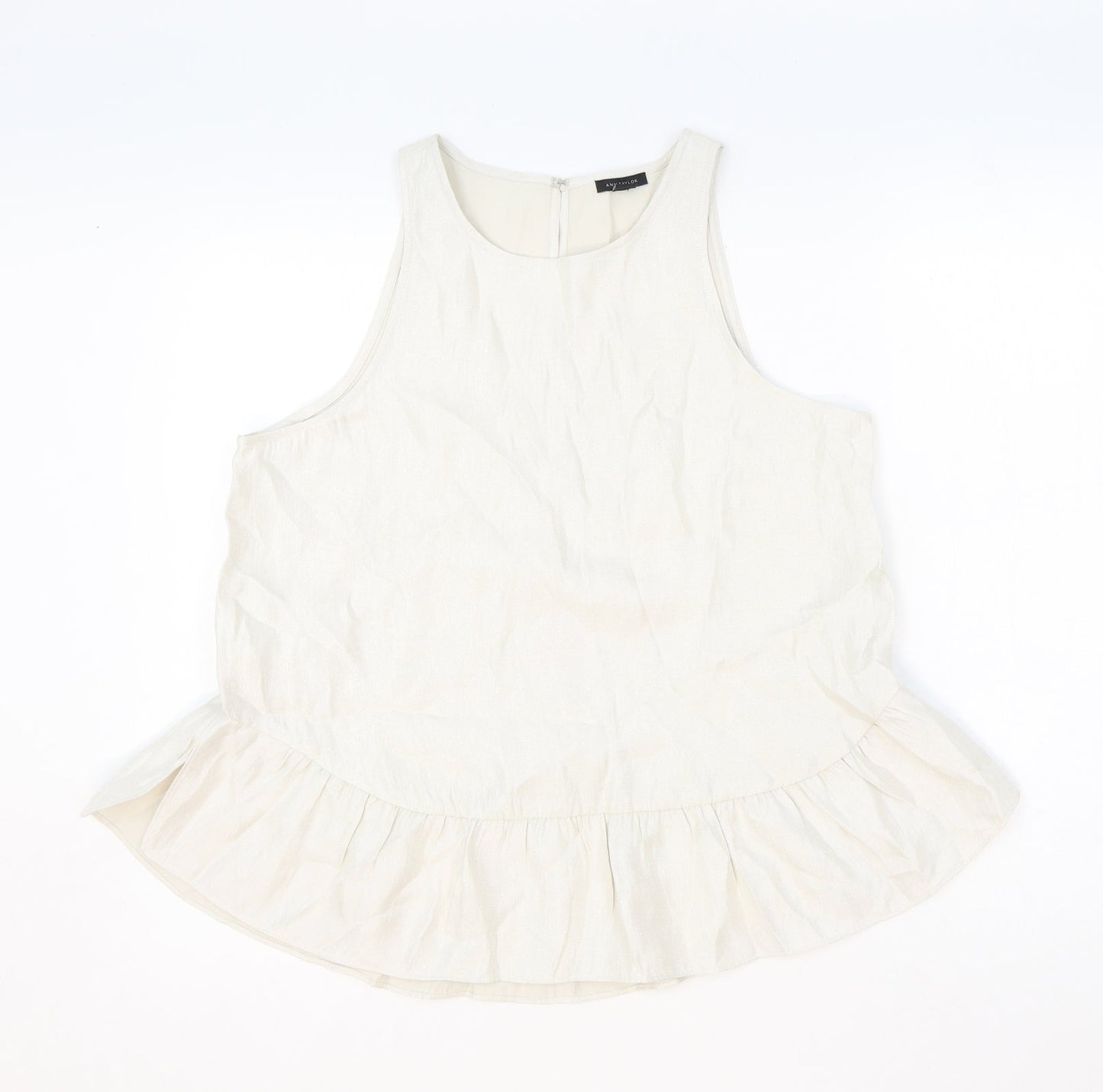 Ann Taylor Womens Beige Polyester Basic Tank Size M Round Neck