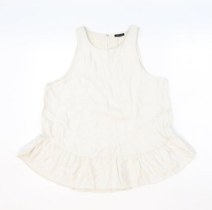 Ann Taylor Womens Beige Polyester Basic Tank Size M Round Neck