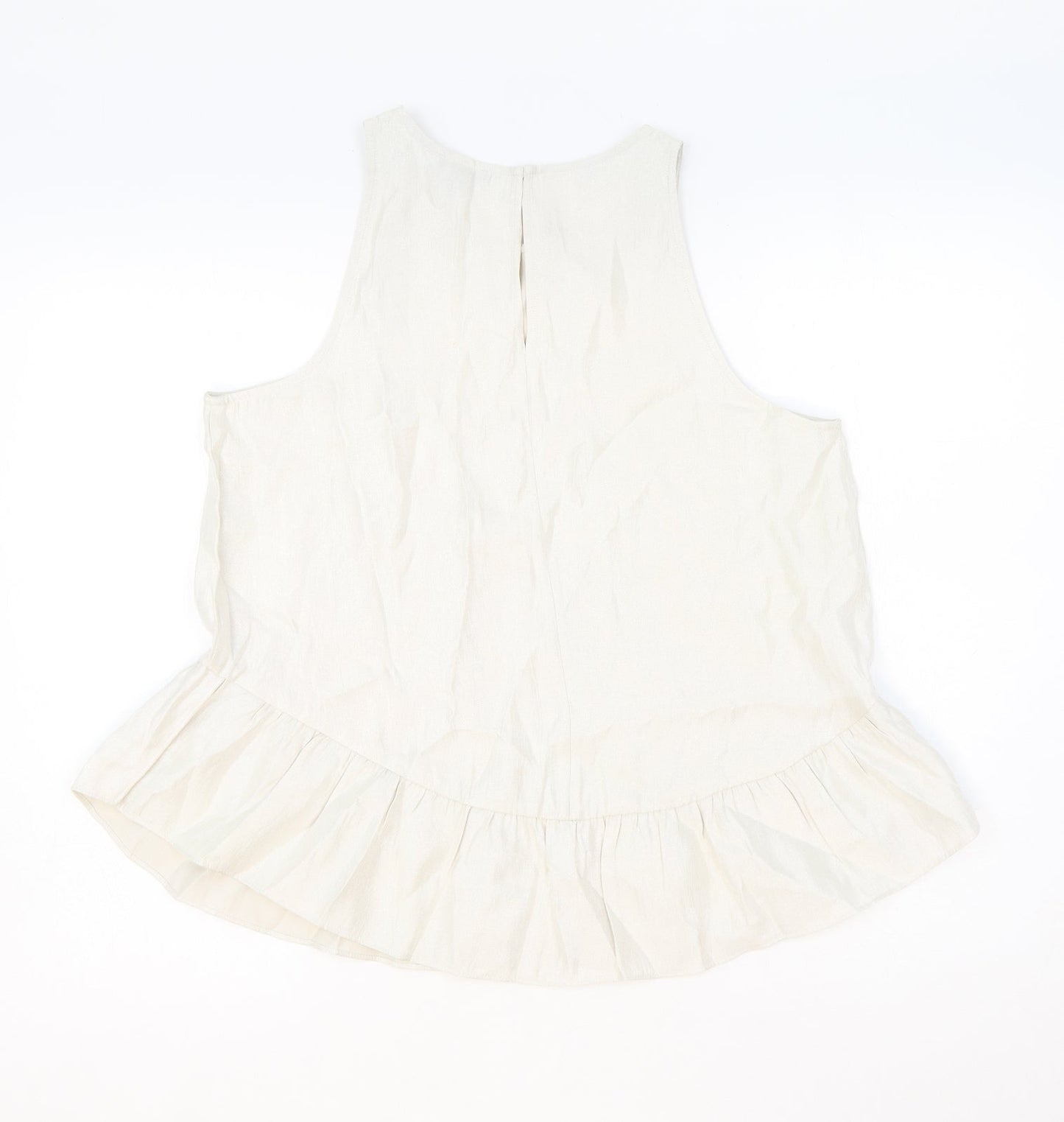 Ann Taylor Womens Beige Polyester Basic Tank Size M Round Neck