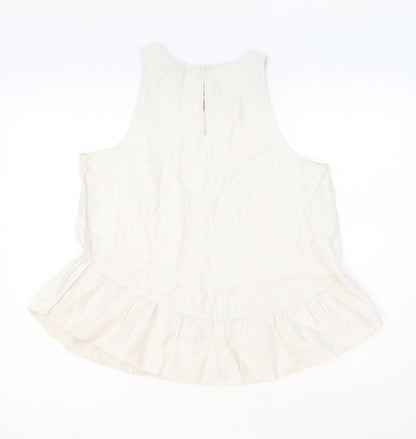 Ann Taylor Womens Beige Polyester Basic Tank Size M Round Neck