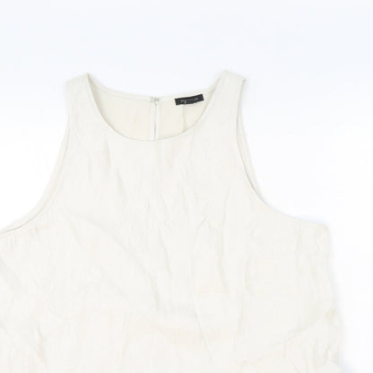 Ann Taylor Womens Beige Polyester Basic Tank Size M Round Neck