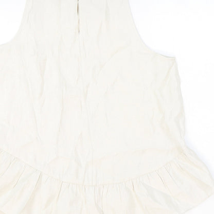 Ann Taylor Womens Beige Polyester Basic Tank Size M Round Neck