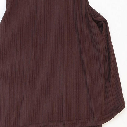 Boohoo Womens Brown Polyester Bodycon Size 14 Mock Neck Pullover