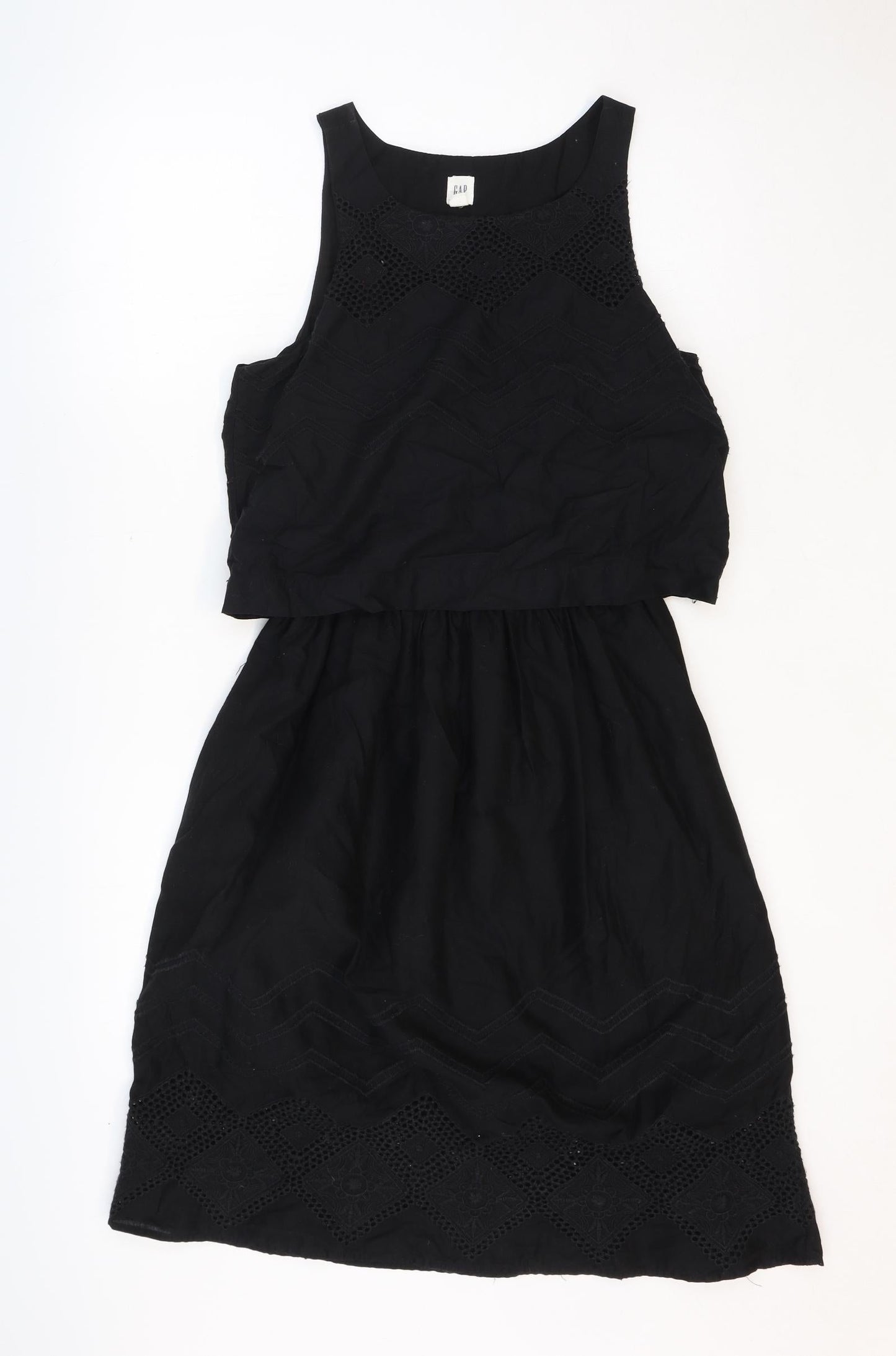 Gap Womens Black Polyester Fit & Flare Size 4 Round Neck Pullover