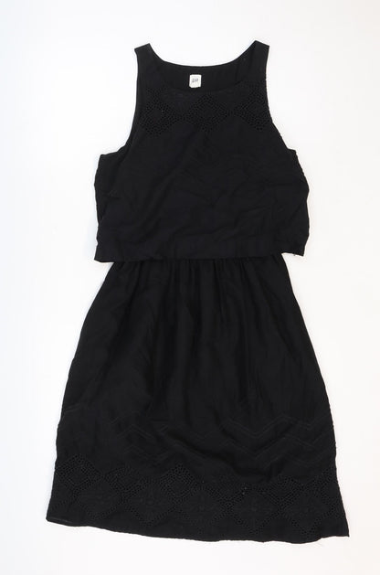 Gap Womens Black Polyester Fit & Flare Size 4 Round Neck Pullover