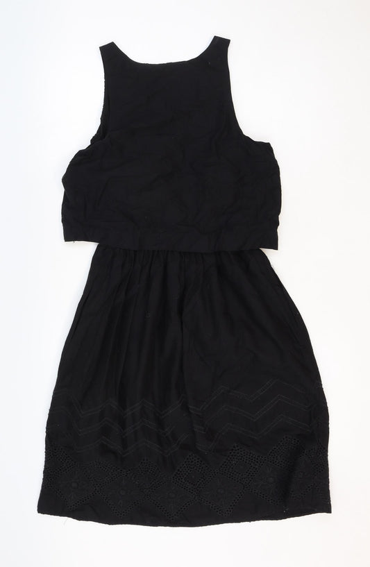 Gap Womens Black Polyester Fit & Flare Size 4 Round Neck Pullover