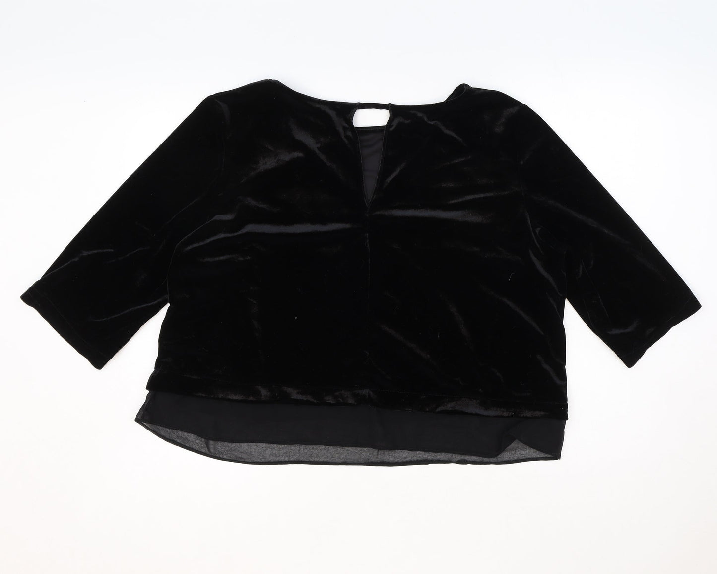 River Island Womens Black Polyester Cropped Blouse Size 18 Boat Neck - Chiffon Hem