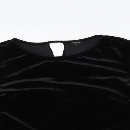 River Island Womens Black Polyester Cropped Blouse Size 18 Boat Neck - Chiffon Hem