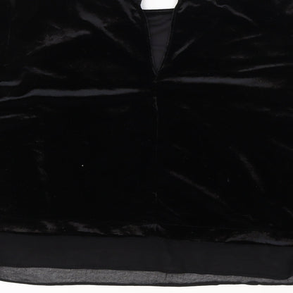 River Island Womens Black Polyester Cropped Blouse Size 18 Boat Neck - Chiffon Hem