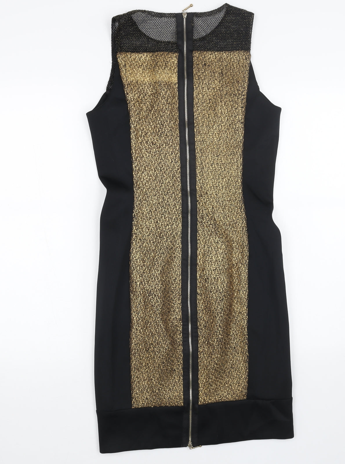 DS DRES Womens Black Polyester Pencil Dress Size 8 Scoop Neck Zip