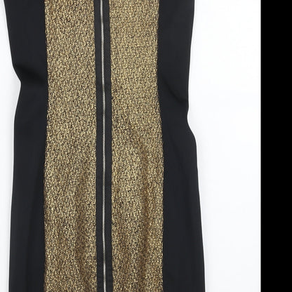 DS DRES Womens Black Polyester Pencil Dress Size 8 Scoop Neck Zip
