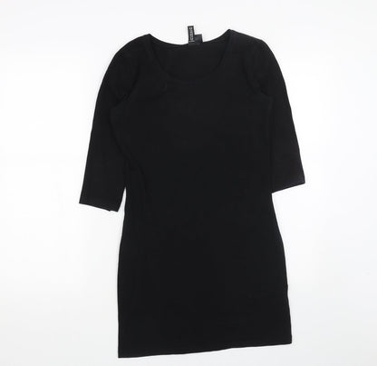 H&M Womens Black Cotton Shift Size 10 Round Neck Pullover
