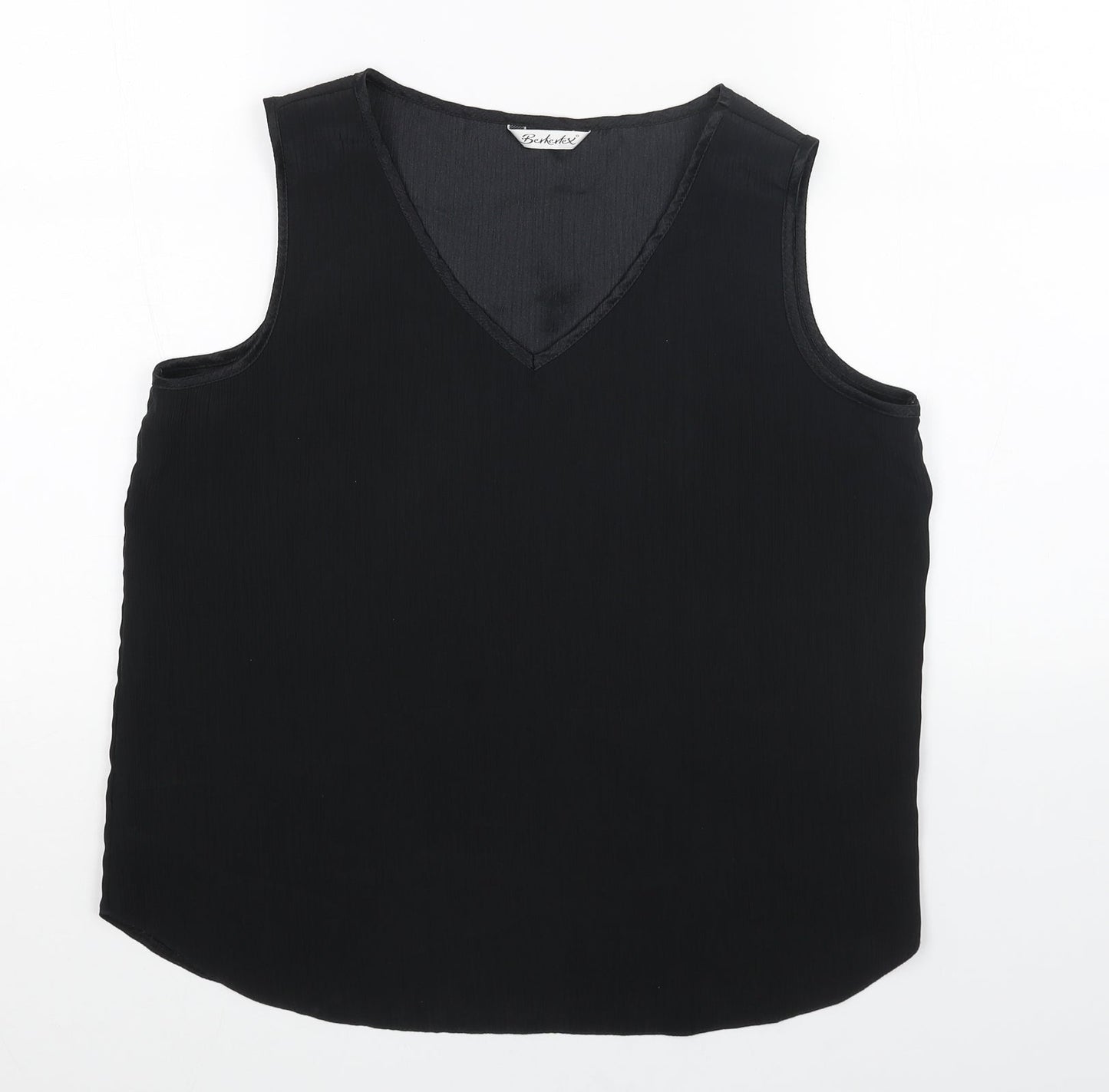 Berkertex Womens Black Polyester Basic Tank Size 14 V-Neck