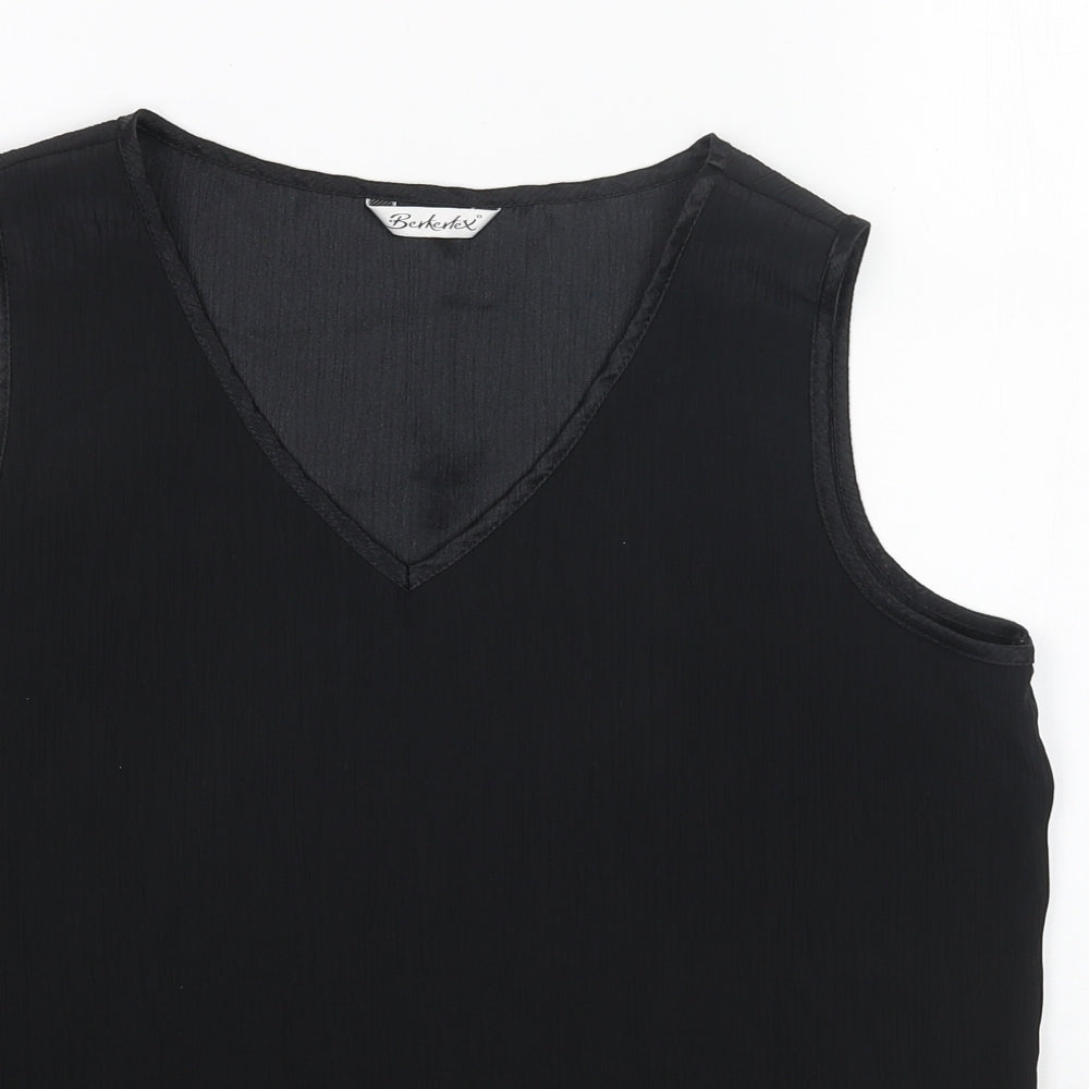 Berkertex Womens Black Polyester Basic Tank Size 14 V-Neck