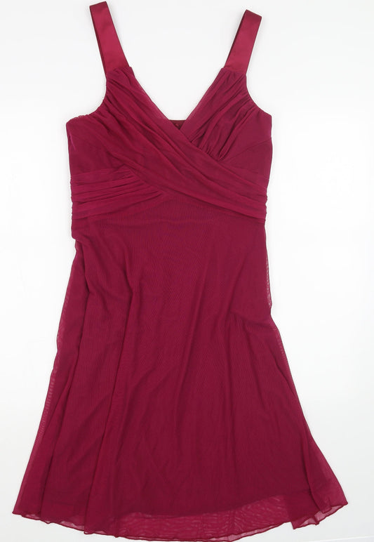 NEXT Womens Pink Nylon A-Line Size 12 V-Neck Zip