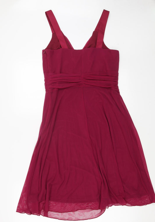 NEXT Womens Pink Nylon A-Line Size 12 V-Neck Zip