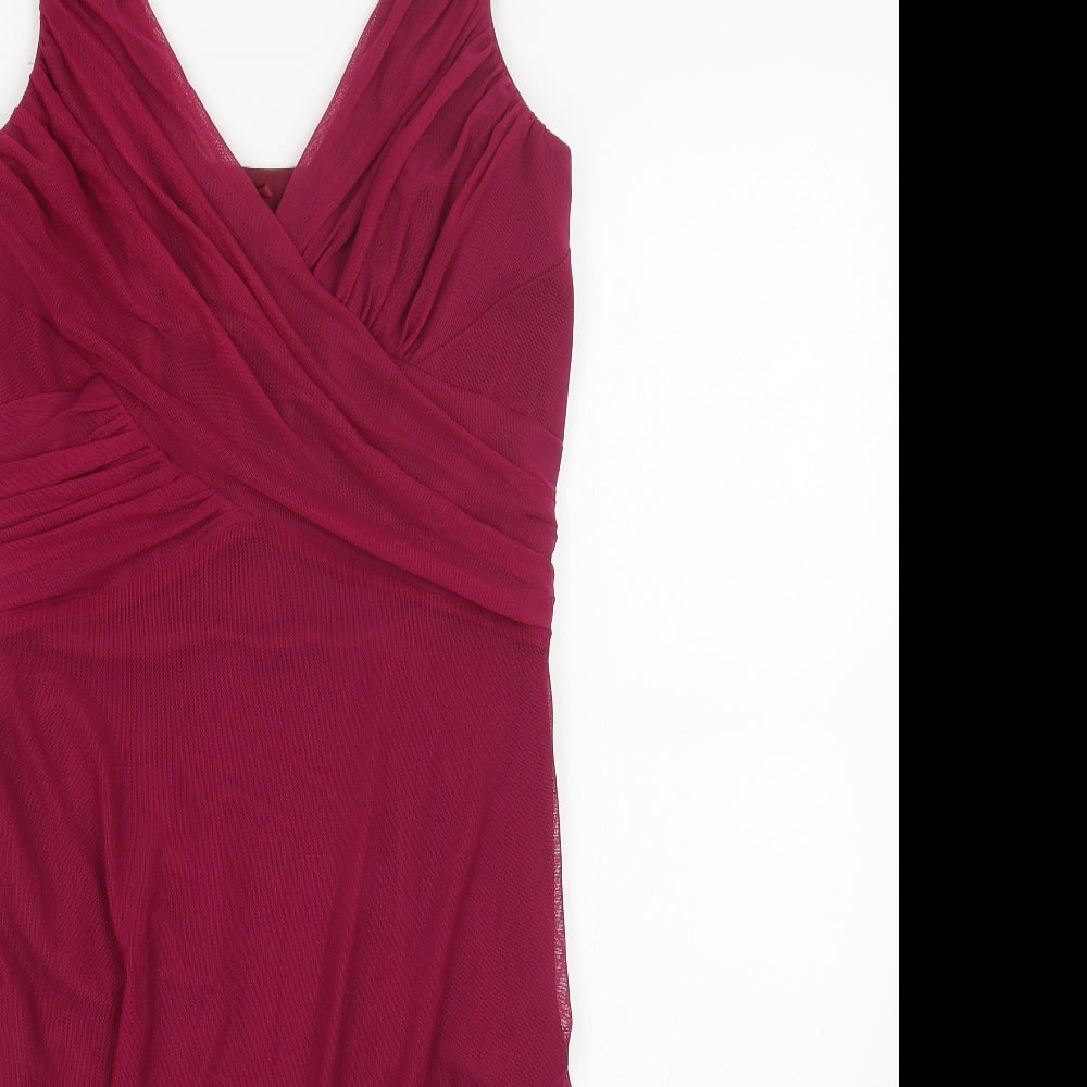 NEXT Womens Pink Nylon A-Line Size 12 V-Neck Zip