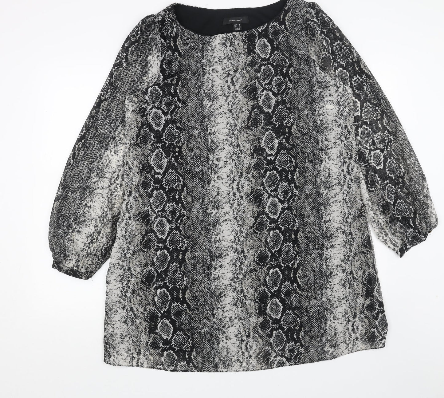 Primark Womens Grey Animal Print Polyester A-Line Size 16 Round Neck Pullover - Snakeskin Pattern