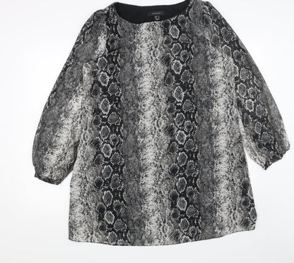 Primark Womens Grey Animal Print Polyester A-Line Size 16 Round Neck Pullover - Snakeskin Pattern