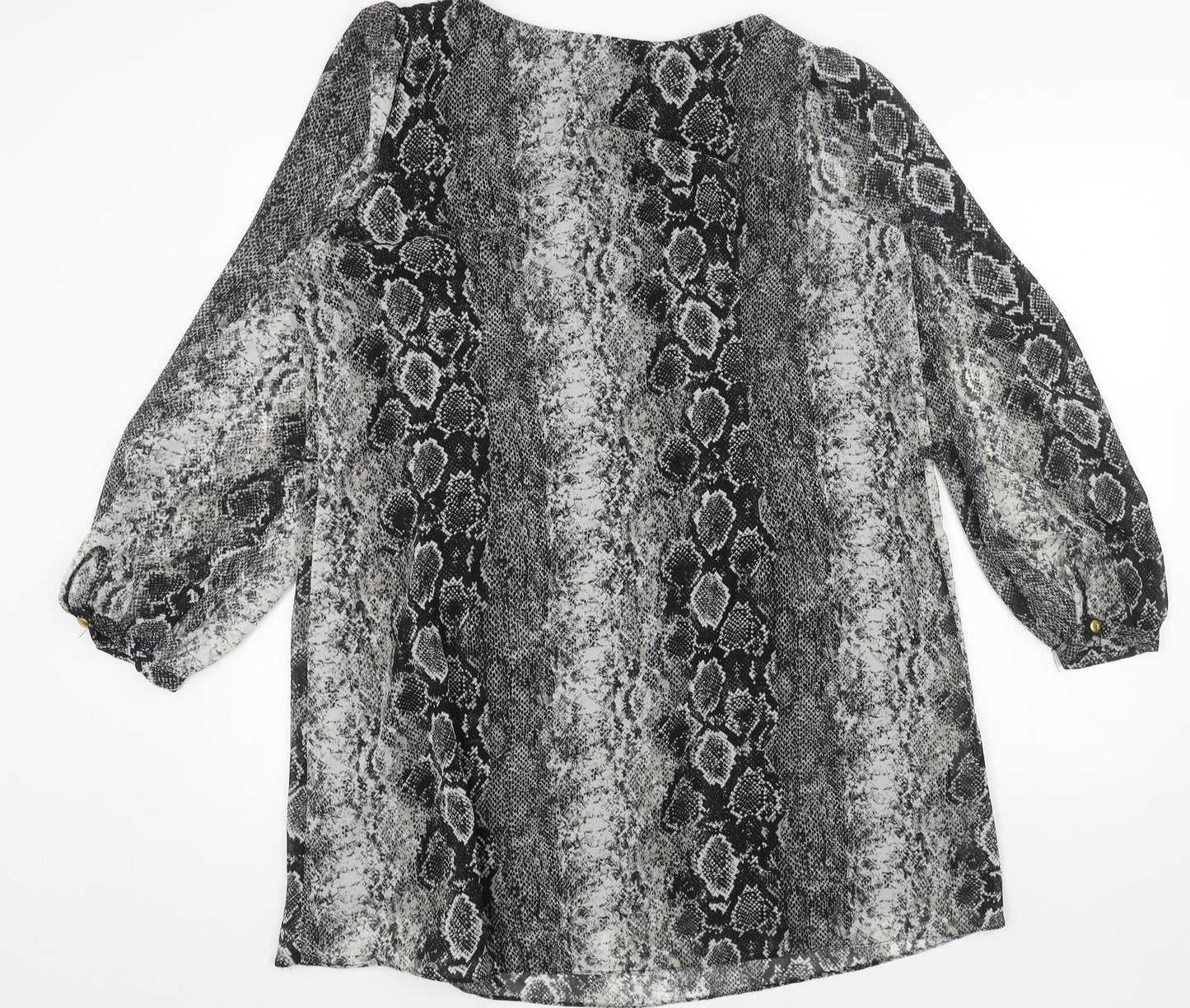Primark Womens Grey Animal Print Polyester A-Line Size 16 Round Neck Pullover - Snakeskin Pattern