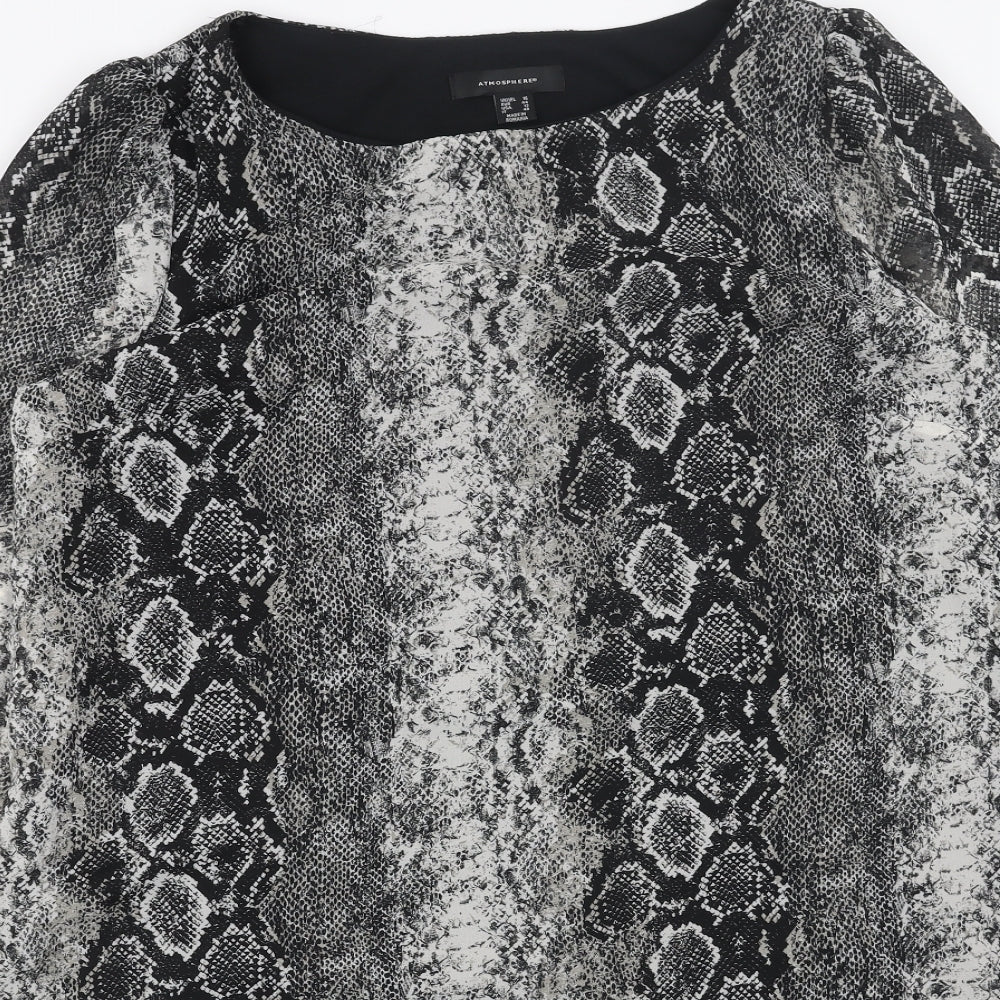 Primark Womens Grey Animal Print Polyester A-Line Size 16 Round Neck Pullover - Snakeskin Pattern