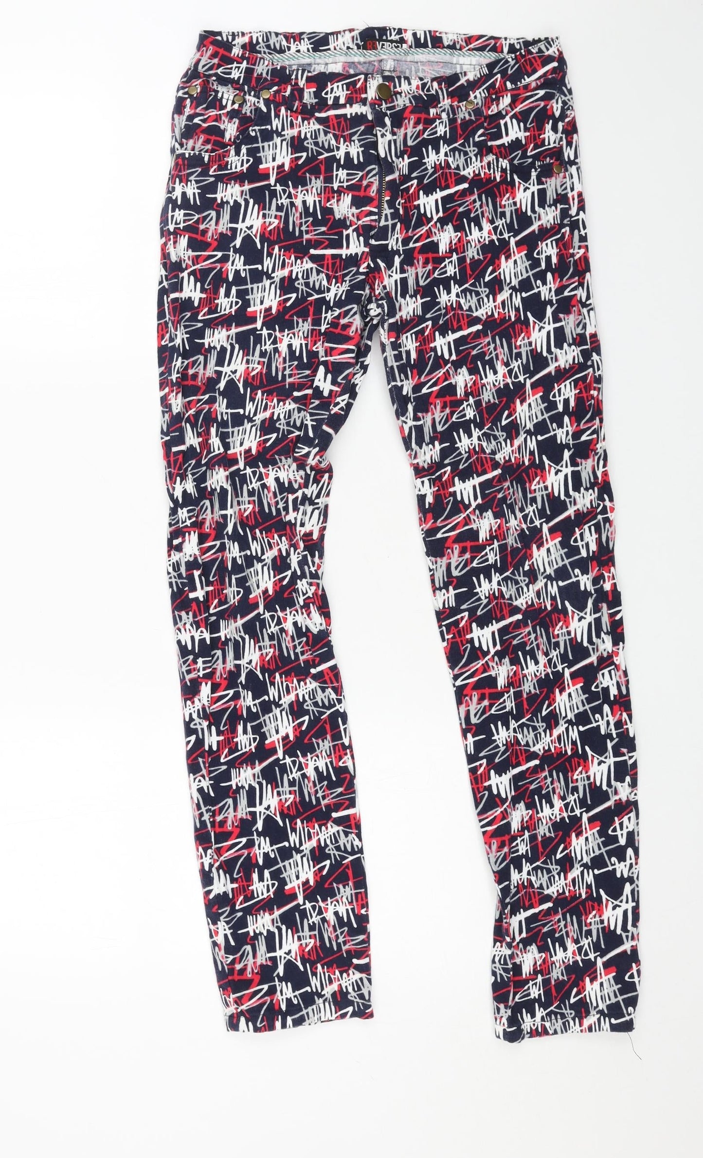 Womens UK Size 32 Reverse Regular Fit  Blue Trousers