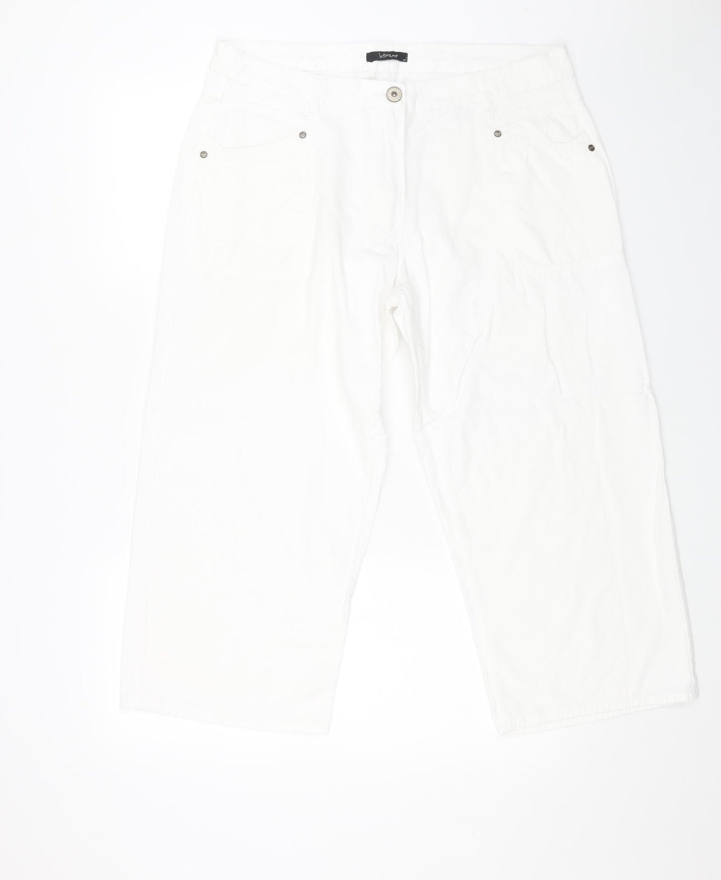 INTOWN Womens White Cotton Cropped Jeans Size 38 in L23 in Regular Button