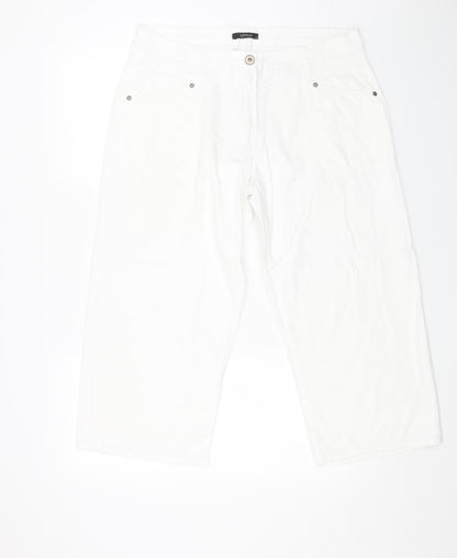INTOWN Womens White Cotton Cropped Jeans Size 38 in L23 in Regular Button