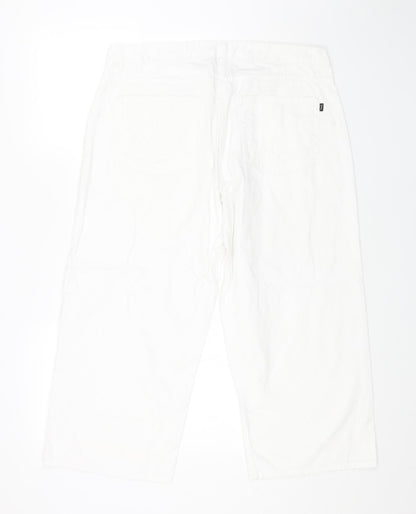 INTOWN Womens White Cotton Cropped Jeans Size 38 in L23 in Regular Button