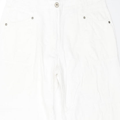 INTOWN Womens White Cotton Cropped Jeans Size 38 in L23 in Regular Button